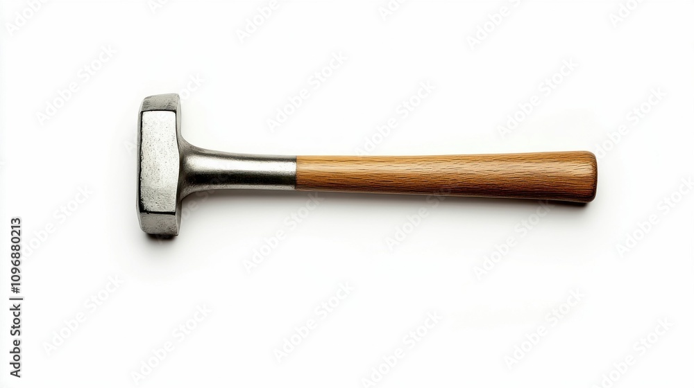 Metal Hammer with Wooden Handle Isolated on White Background Metal Hammer with Wooden Handle Isolated on White Background