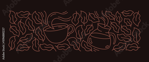 Coffee cup pattern design element. Editable outline stroke. Vector line.