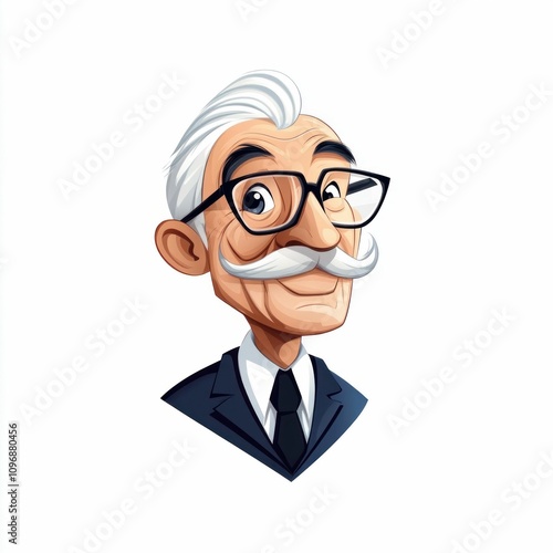 Cartoon Elderly Businessmen Characters in Professional Attire