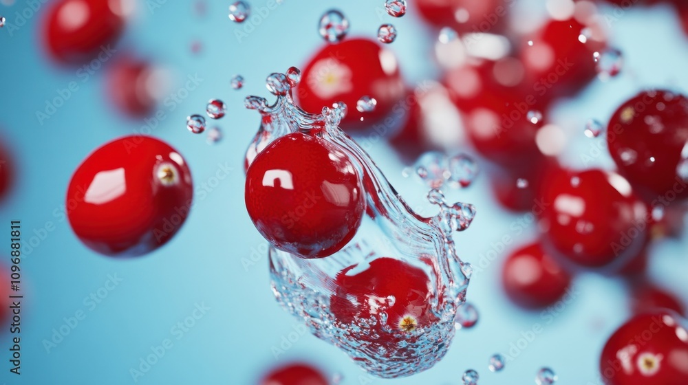 Cranberries Splashing in Water: A Vibrant and Refreshing Image Cranberries Splashing in Water: A Vibrant and Refreshing Image