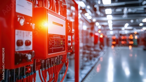 Fire alarm system concept. Installation image of a modern fire alarm control panel, showcasing safety technology for commercial and residential settings.