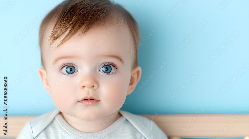 Portrait of a Bored and Lonely Baby Boy Standing in Crib Portrait of a Bored and Lonely Baby Boy Standing in Crib