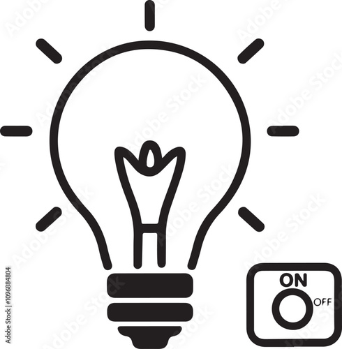 switch and light bulb icon vector on white background