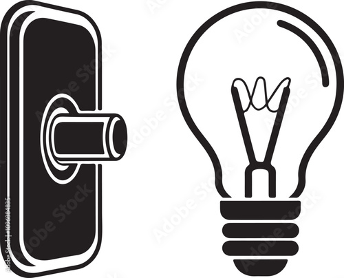 switch and light bulb icon vector on white background