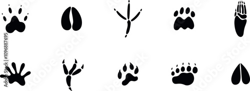 Paw print silhouette. Isolated paw print on white background