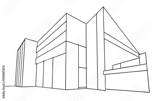Line art of Multi-storey apartment building vector illustration 