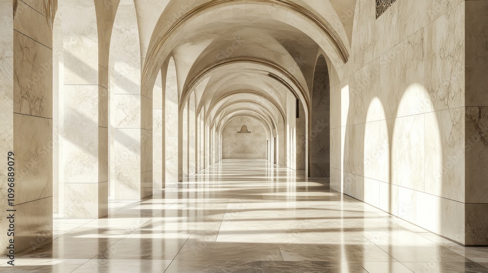Sunlit Architectural Corridor: A Study in Light and Stone Sunlit Architectural Corridor: A Study in Light and Stone