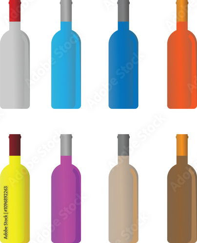 Color full wine bottle shape set