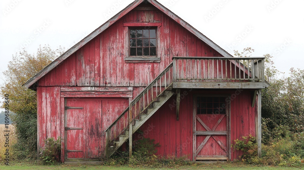 Rustic Charm: A Weathered Red Barn in Autumn Rustic Charm: A Weathered Red Barn in Autumn