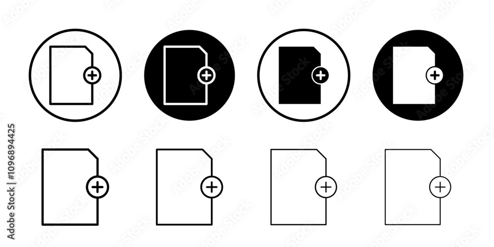 Add document icon Thin line illustration set Add document icon Thin line illustration set