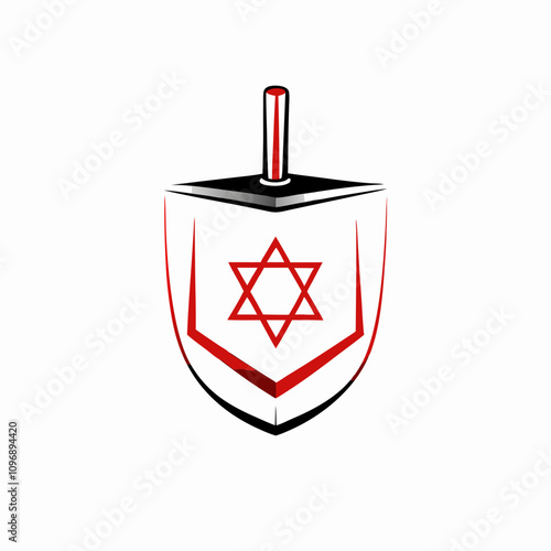 Dreidel with Star of David and Red Decorative Elements photo