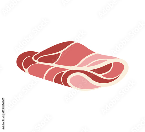 Pork bacon. Hand drawn flat vector isolated element on white background