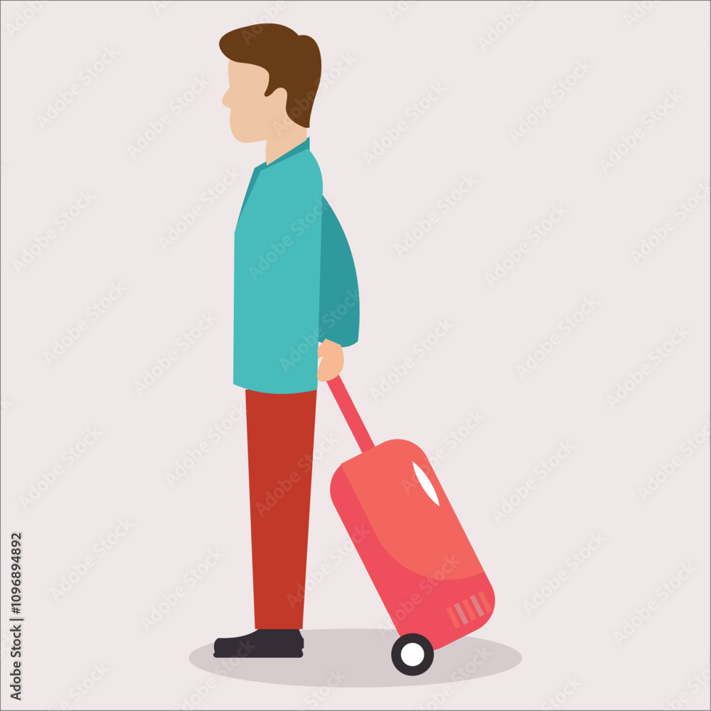 Minimalistic traveller with luggage vector Illustration Minimalistic traveller with luggage vector Illustration