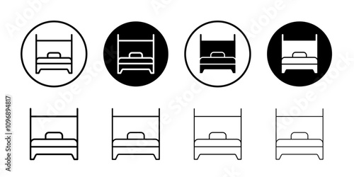 Bed icon Flat set in black and white color