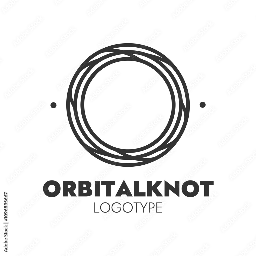 A modern and abstract logo design featuring a circular, orbit-like pattern A modern and abstract logo design featuring a circular, orbit-like pattern