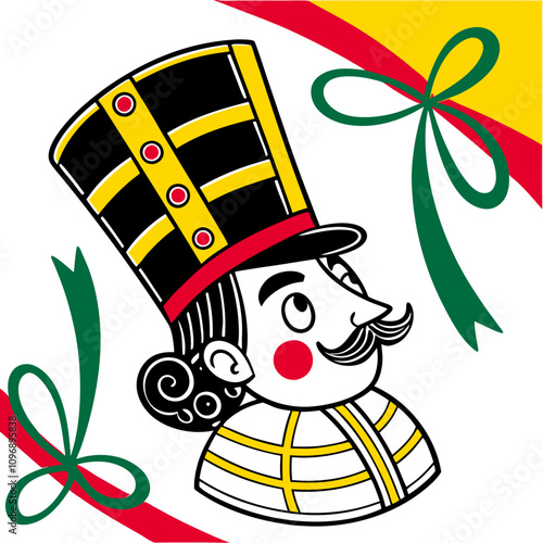 Christmas Nutcracker Illustration: Retro Style, Colorful Design.