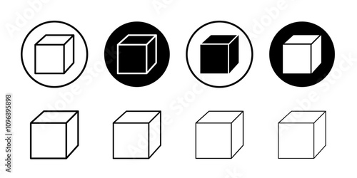 Cube icon Thin line illustration set