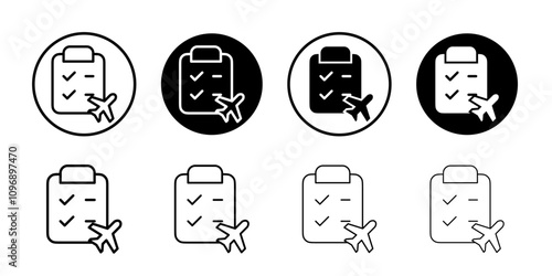 Itinerary icon Flat art in black and white isolated