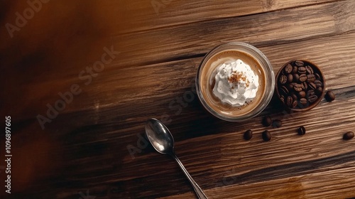 Creamy Coffee Delight on Wooden Table