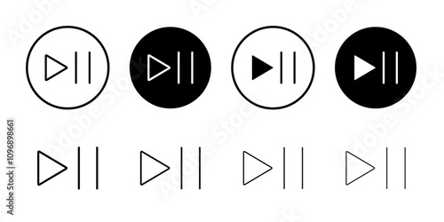 Play pause icon Thin line illustration set