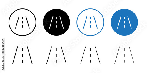 Road icon Thin line illustration set