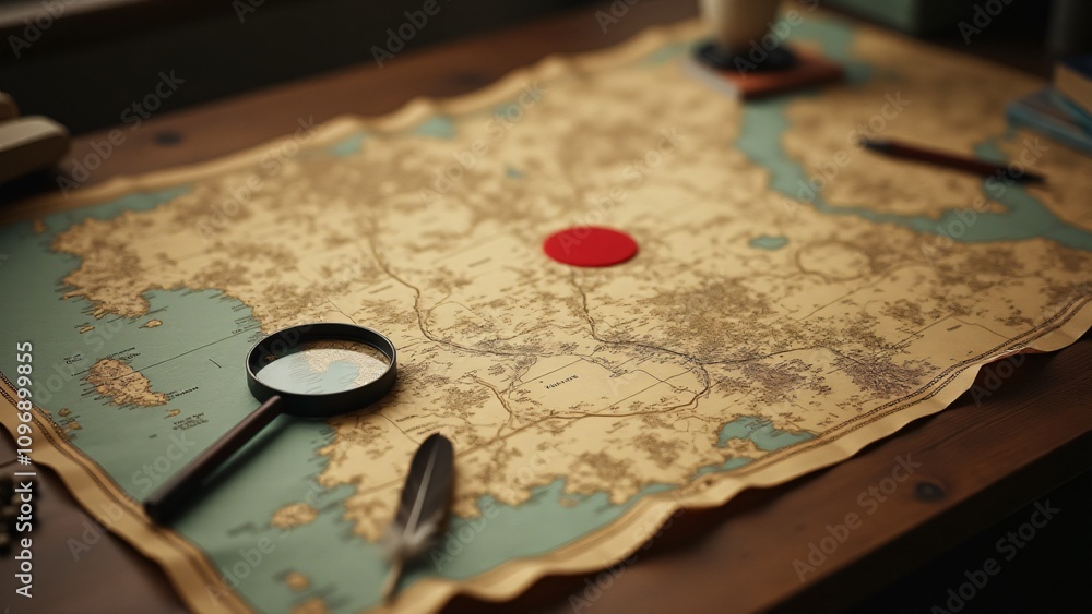 A hand-drawn map with a red dot labeled 'You are here,' symbolizing ...