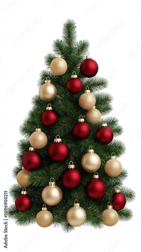 Exquisite Christmas tree decorated with vibrant red and gold ornaments showcasing festive spirit and holiday cheer Exquisite Christmas tree decorated with vibrant red and gold ornaments showcasing festive spirit and holiday cheer