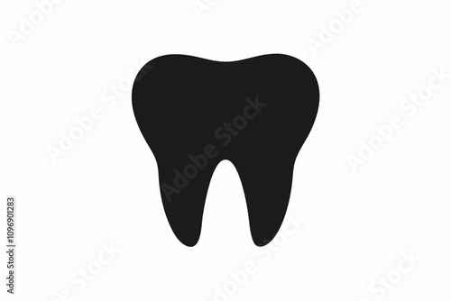 Tooth vector icon, tooth silhouette vector, Black tooth shape symbol