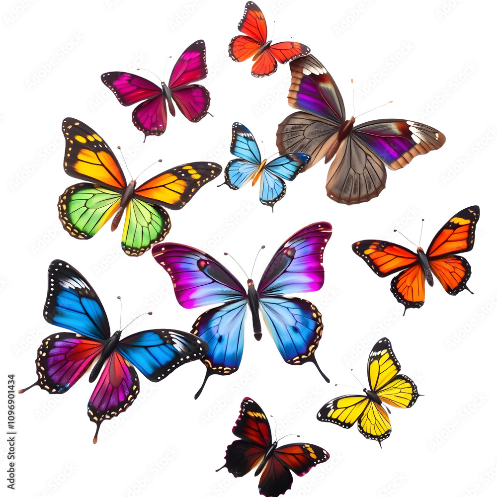 set of butterflies. png isolated background. transparent background. set of butterflies. png isolated background. transparent background.