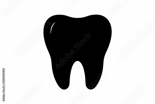 Tooth vector icon, tooth silhouette vector, Black tooth shape symbol