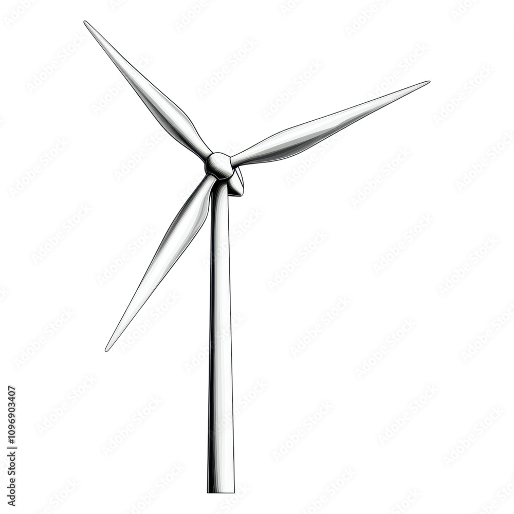 A minimalist illustration of a wind turbine with three blades, symbolizing renewable energy and sustainability. A minimalist illustration of a wind turbine with three blades, symbolizing renewable energy and sustainability.
