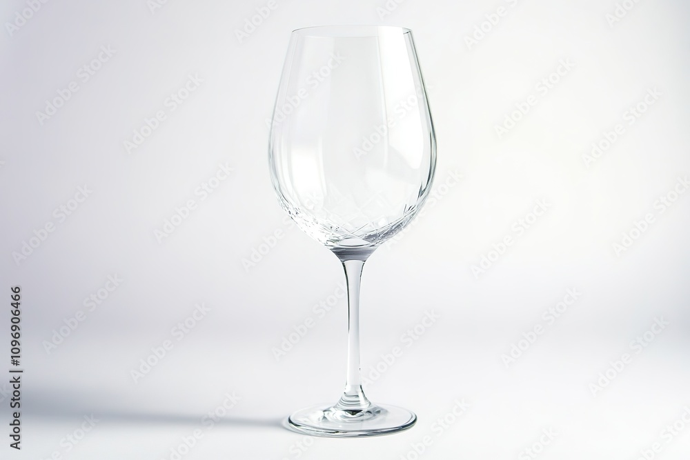 Empty crystal wine glass on white background Empty crystal wine glass on white background