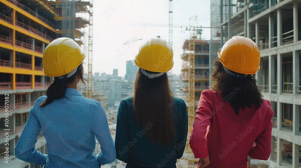 Diverse Female Engineers Overseeing Construction Project Diverse Female Engineers Overseeing Construction Project