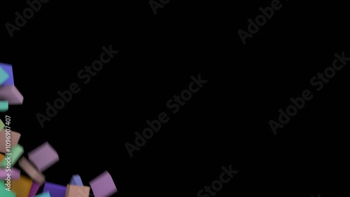 Colorful Box Cube Concrete wall destructions fracture falling down pack with 2 version of destruction speed.4k animation render with alpha channel.