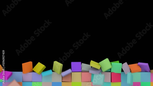 Colorful Box Cube Concrete wall destructions fracture falling down pack with 2 version of destruction speed.4k animation render with alpha channel.