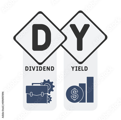 DY- dividend yield acronym. business concept background. vector illustration concept with keywords and icons. lettering illustration with icons for web banner, flyer, landing pag