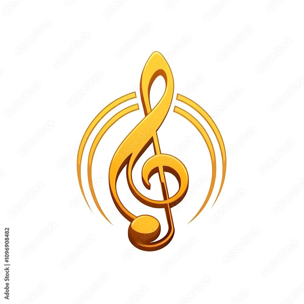 Obraz premium Sol key musical note logo flat design