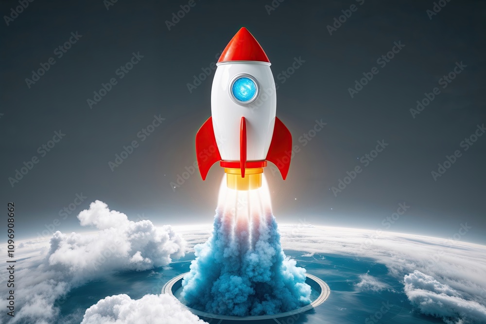 3D Rocket Ship Launching into New Horizons for Startup Growth and Innovative Strategies 3D Rocket Ship Launching into New Horizons for Startup Growth and Innovative Strategies