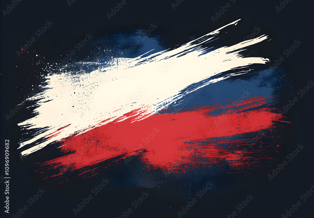 Abstract red, white, and blue paint brush strokes on a dark background. Abstract red, white, and blue paint brush strokes on a dark background.