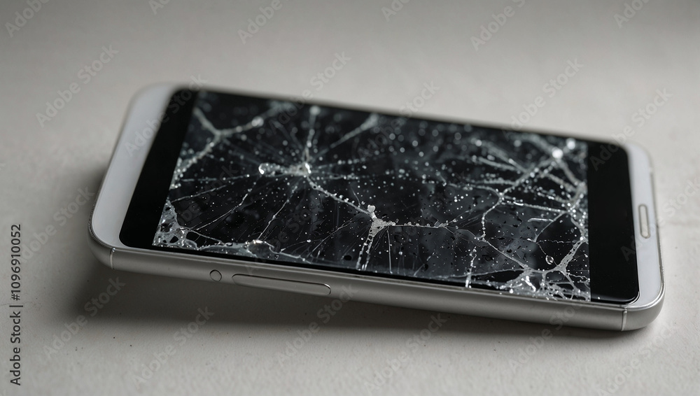 Mobile phone with broken screen. Technology concept. Recycling and repairing idea. Copy space. Mobile phone with broken screen. Technology concept. Recycling and repairing idea. Copy space.
