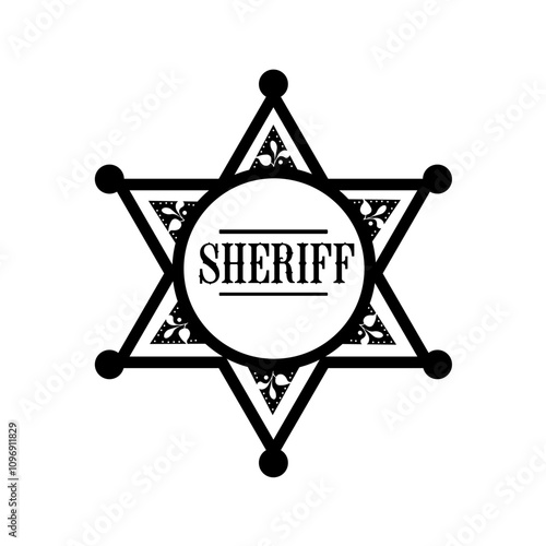 
Old sheriff star, badge - vector illustration