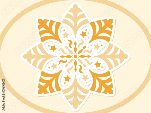 Abstract symmetrical colorful mandala sticker design