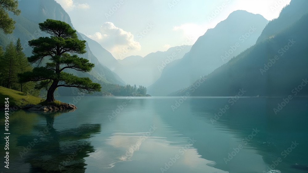 Tranquil Lake with Majestic Mountains Tranquil Lake with Majestic Mountains