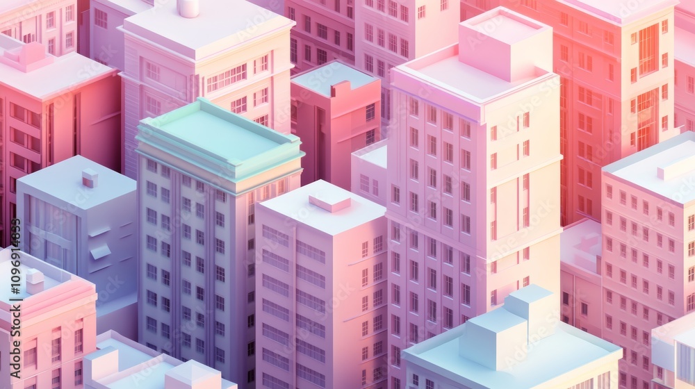 3D Isometric of a building with a soft colors 3D Isometric of a building with a soft colors