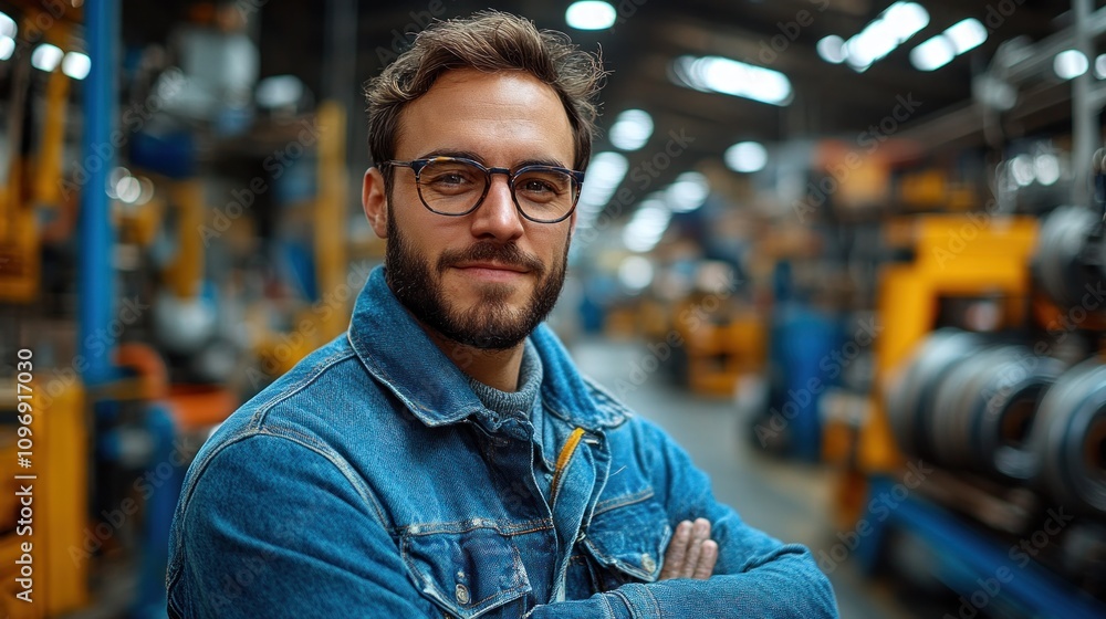 Portrait of a Confident Male Industrial Worker in a Factory Setting Portrait of a Confident Male Industrial Worker in a Factory Setting