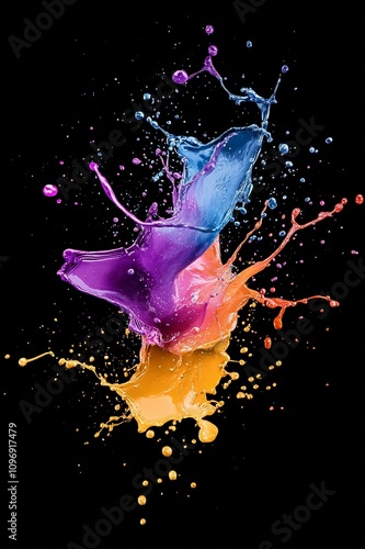 Vibrant abstract paint splash capturing motion and colorful creativity photo