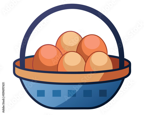 basket with eggs clipart cartoon Illustration drawing