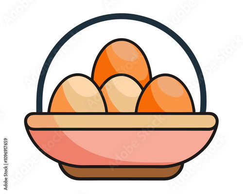 basket with eggs clipart cartoon Illustration drawing