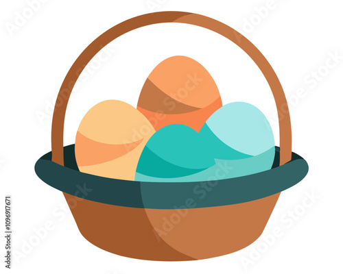 basket with eggs clipart cartoon Illustration drawing