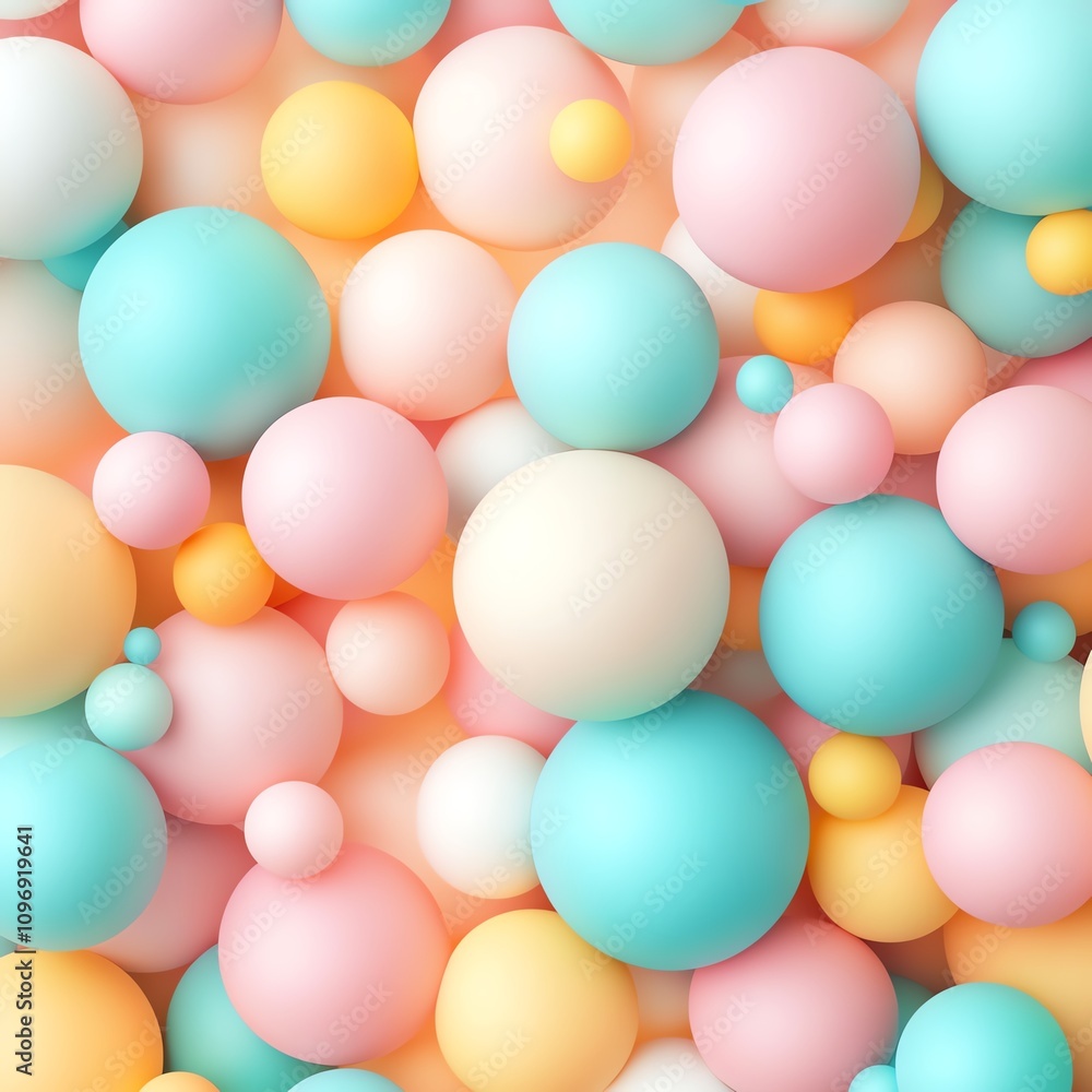 Colorful, playful spheres in pastel shades on a vibrant background. Colorful, playful spheres in pastel shades on a vibrant background.